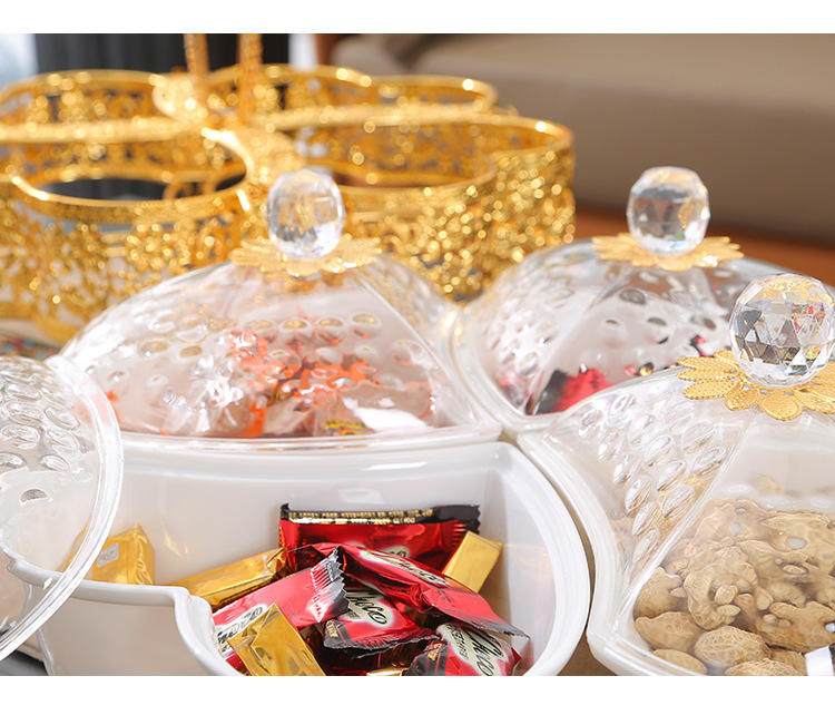 Golden Metal Wrought Iron Formula Set of 6 Acrylic Bowls