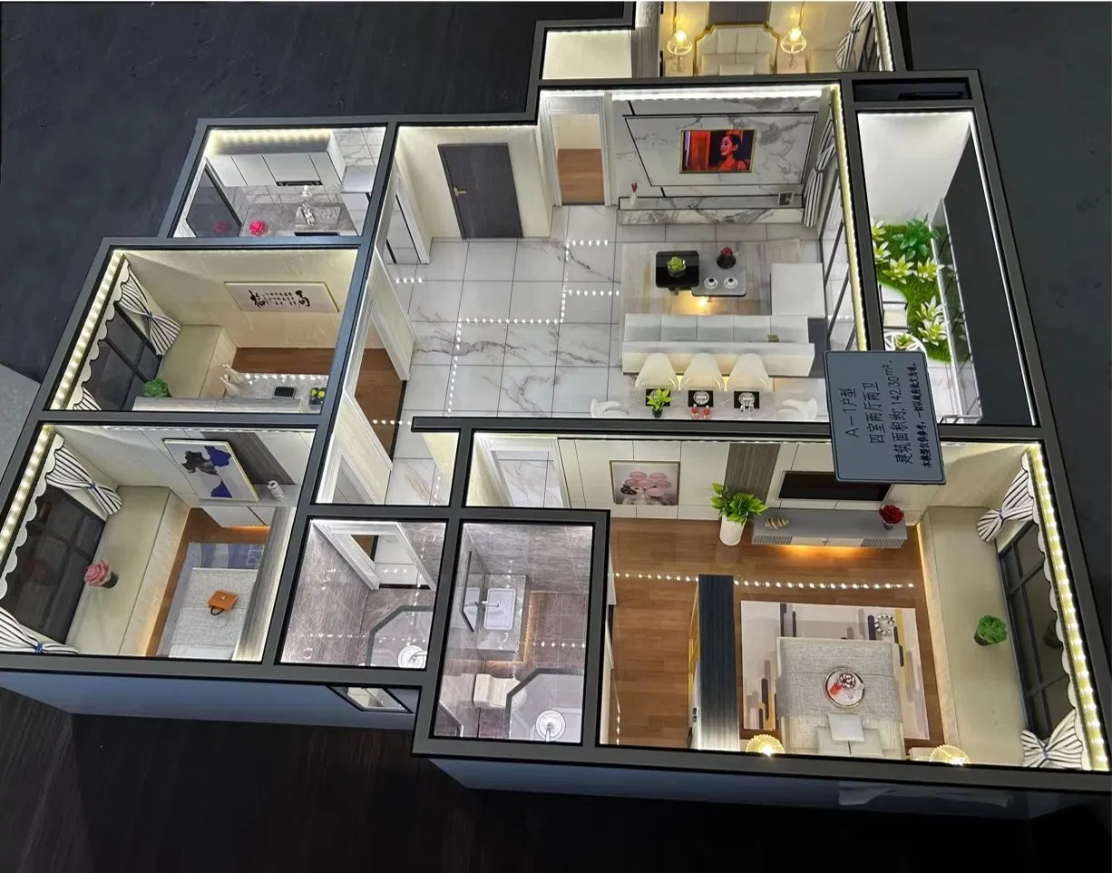 Modern Minimalist Style Residential Interior Staging Display Architecture Model