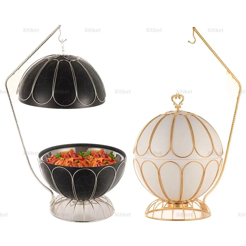 Chafing Chafer Buffet Catering Set Hanging Lid Egg Ball Black White Round Chaffing Dish