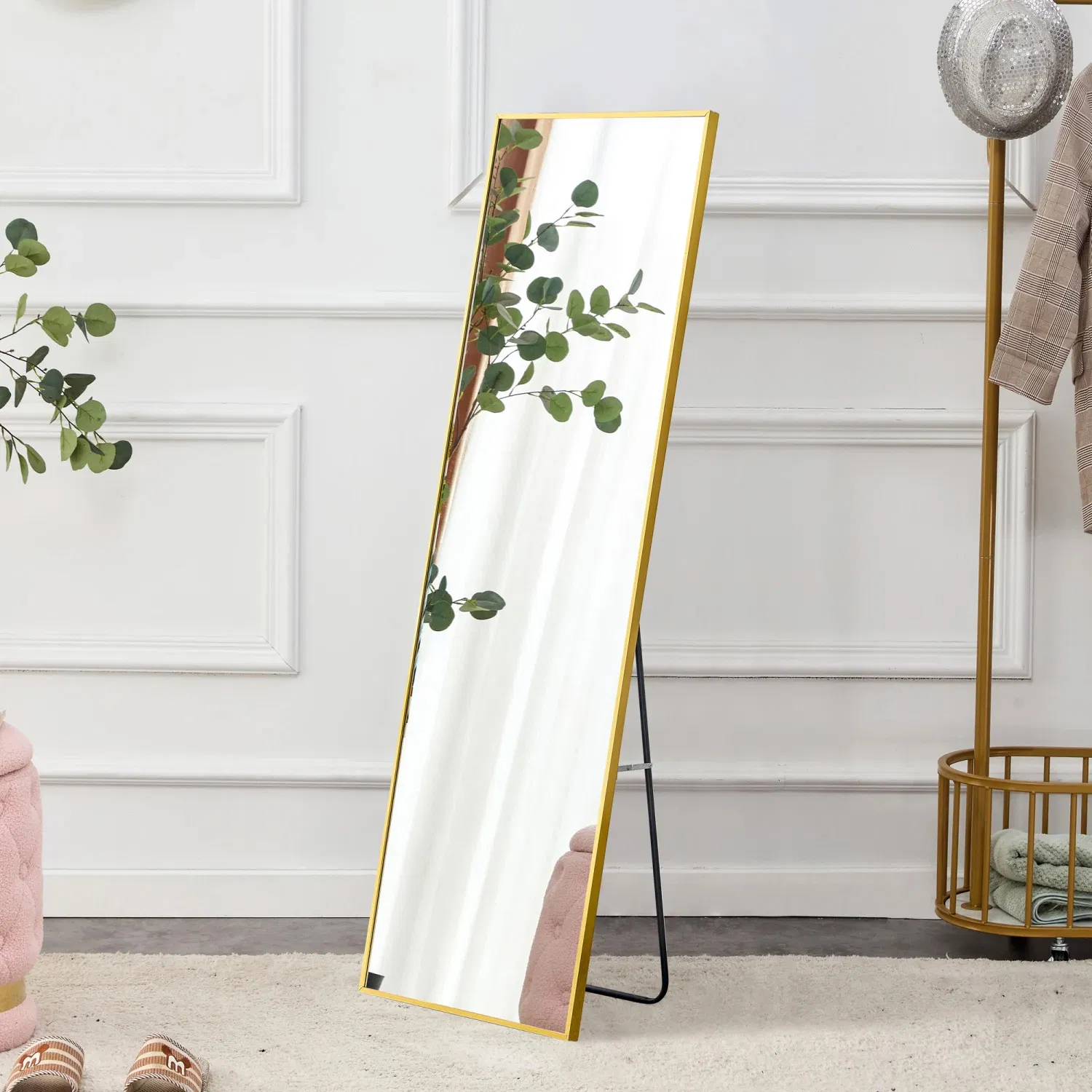 The Wall-Mounted Full-Length Mirror with an Aluminum Alloy Metal Frame Can Be Used as a Bathroom Makeup Mirror and Placed at The Entrance of The Bedroom.