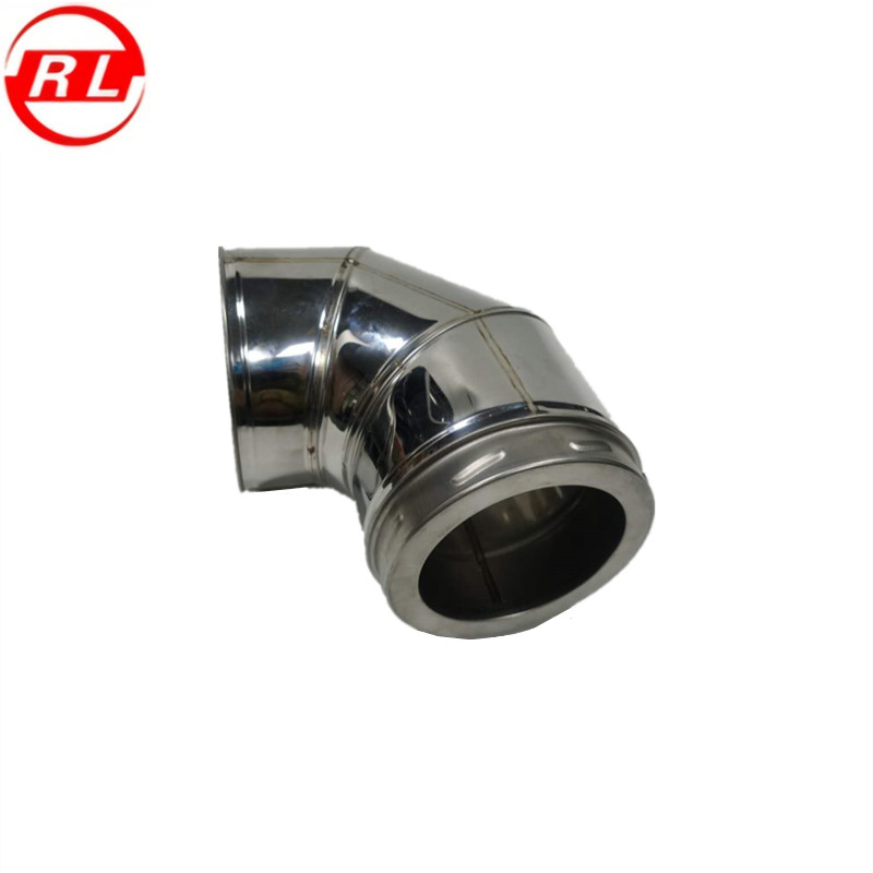 90 Degree Silver White Spiral Style Double Wall Elbow Chimney Duct