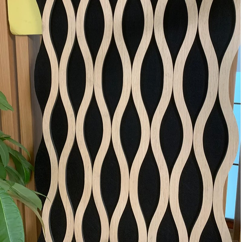 Natural Wood Grain Grid Acoustic Panel High-Performance Sound Absorption Wall Panel