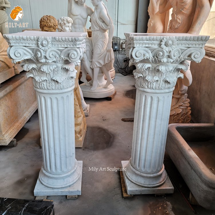 Customized Hand Carved Garden Marble Grecian Enchantress Half Column Statue Pillar