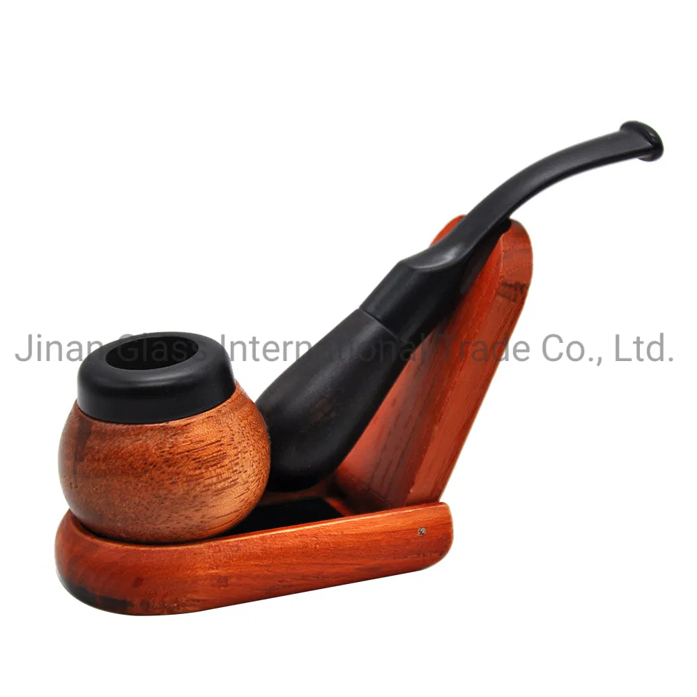 Classic Carved Wooden Smoking Pipe Tobacco Accessory Traditional Style Natural Handmade Cigar Pipe Curved Smoke Tools