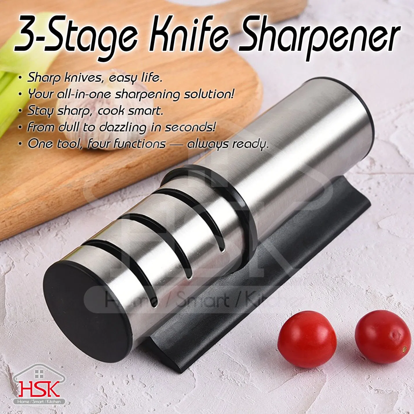 3 Stage Knife Sharpening Tool, Portable Manual Knife Sharpener