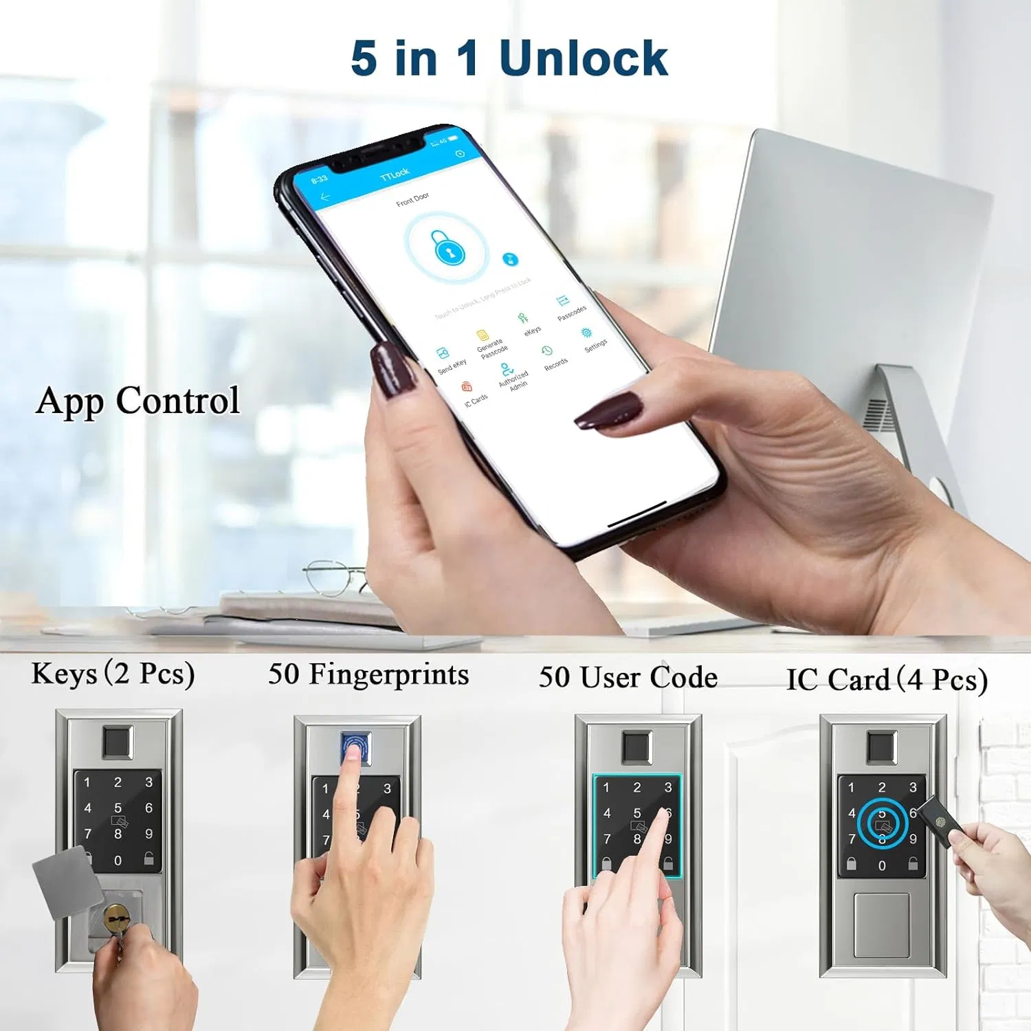 Home Electronic Smartphone APP WiFi Digital Tuya Smart Lock Fingerprint Door Lock Keyless Smart Door Lock