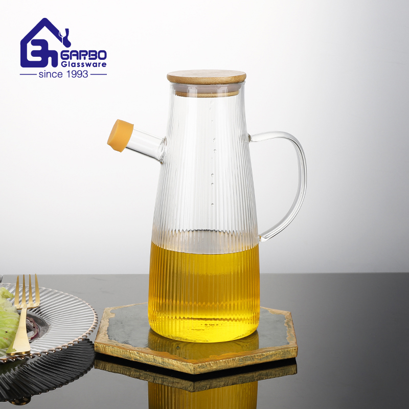 1L High Borosilicate Glass Kitchenware Oil Bottle with Bamboo Lid