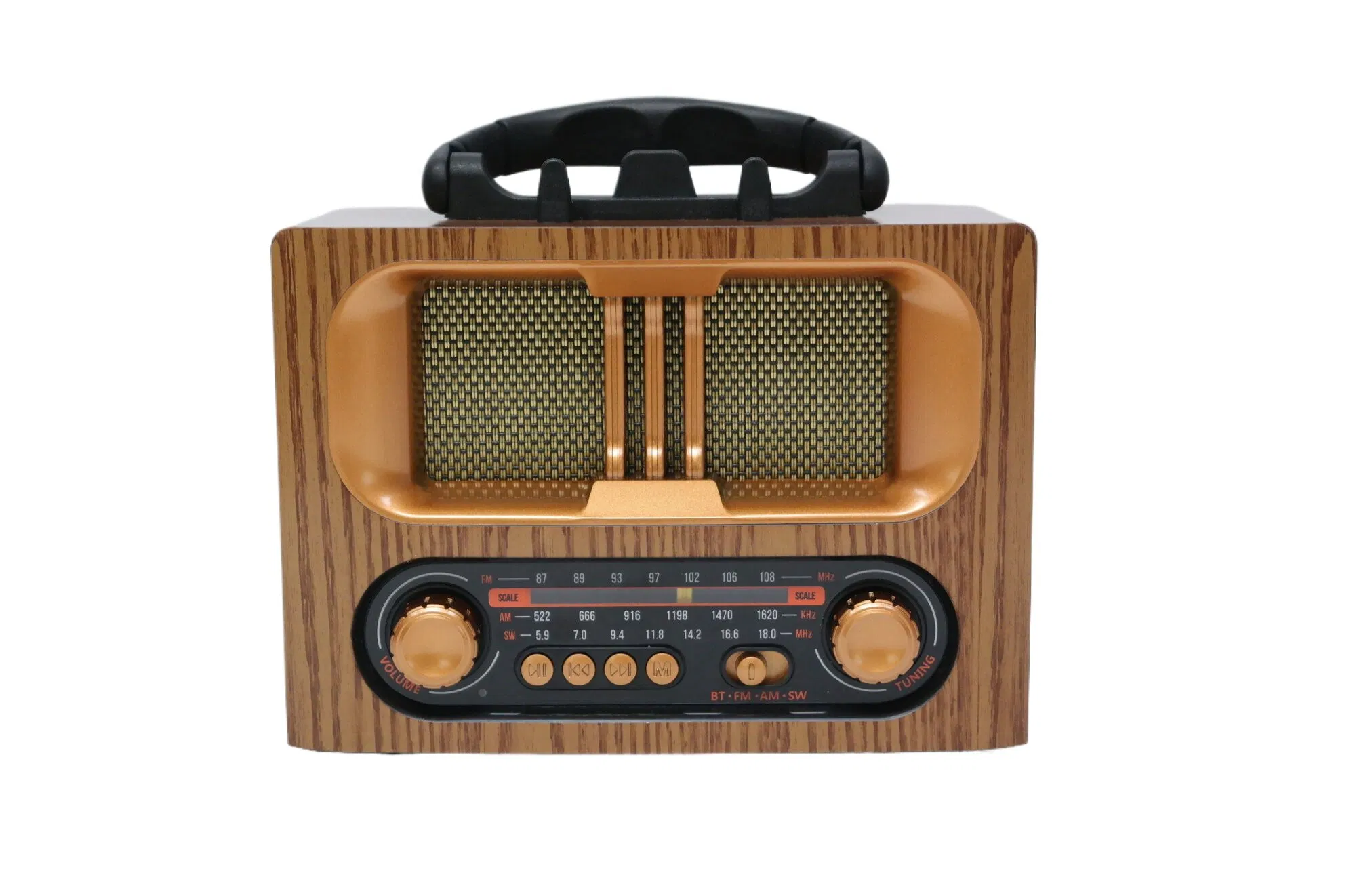 Portable FM Radio 3-Band Am FM Sw Radio, TF Card and MP3 Player, Rechargeable Speaker, Bluetooth Retro Design M-1931bt