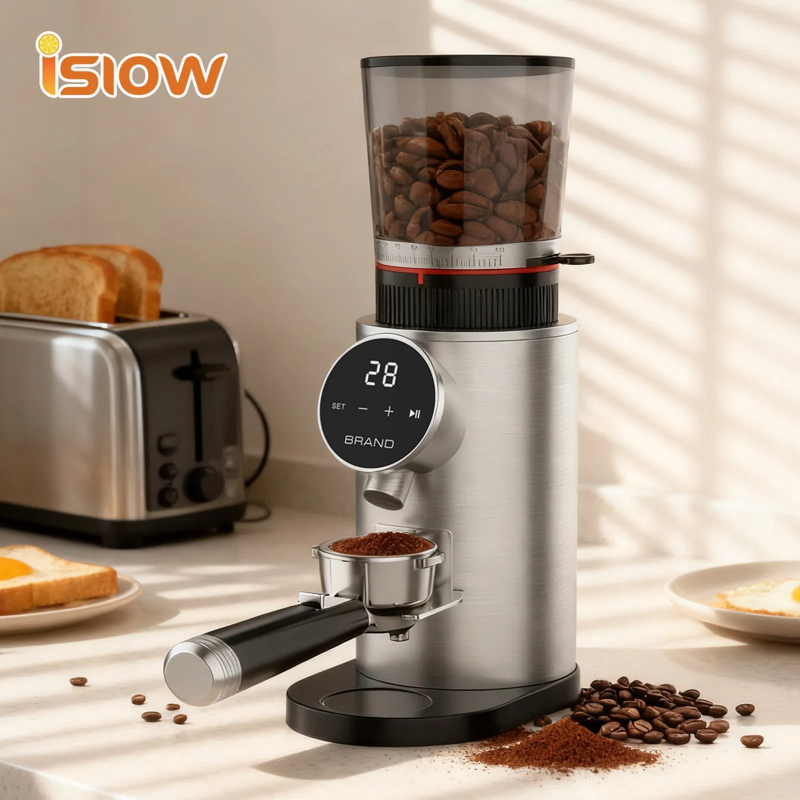 Cg-003 Electric Stainless Steel Multifunctional Professional Espresso 48mm Conical Burr Commercial Coffee Grinder