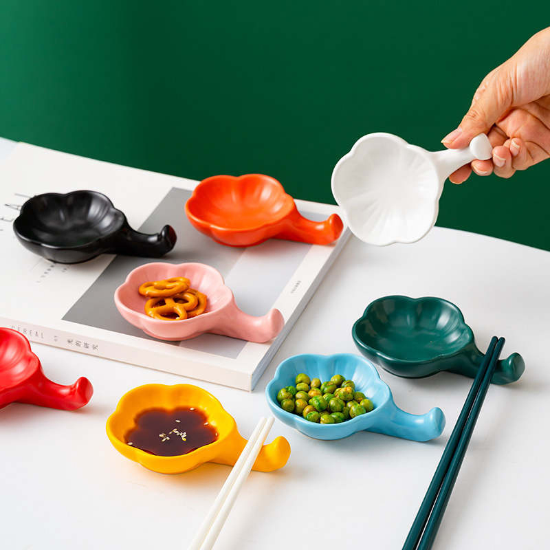 Coloured Glaze Ceramic Dish Household Condiment Personalised Snack Dish Creative