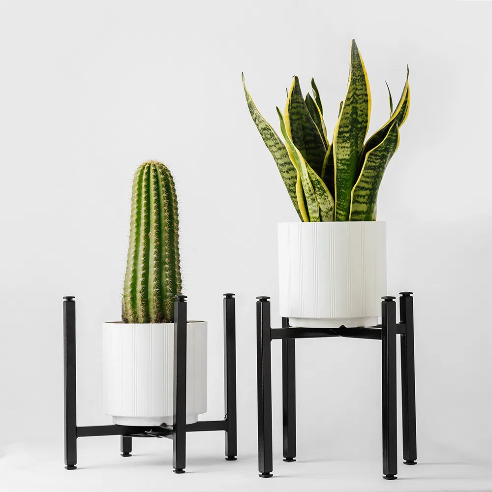 Plant Stand Indoor Use, MID Century Modern Metal Pot Plant Stand-Black