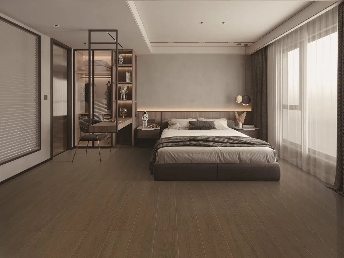 Brown Wood Looking Tile 200X1000mm Anti-Slide Rustic Ceramic Bamboo Porcelain Floor Wooden Tile