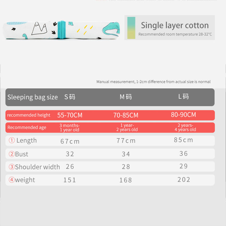 Baby Sleep Sack 100% Cotton Unisex Sleeping Bag for Babies and Toddlers