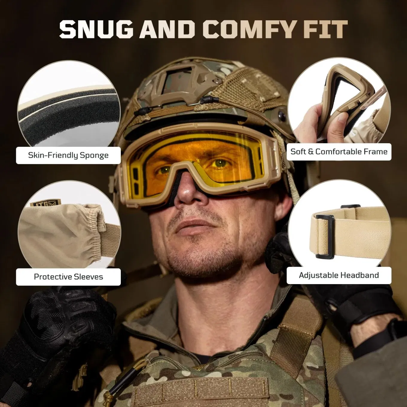 Tactical Safety Glasses with 3 Impact Resistant Lenses Goggles