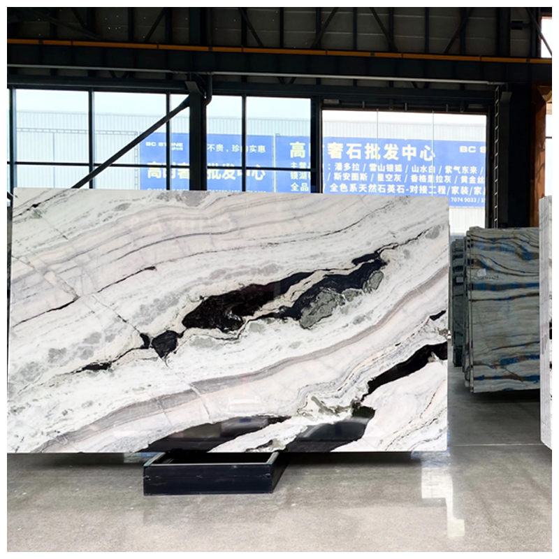 Black and White Panda Quartzite Slabs for Countertops