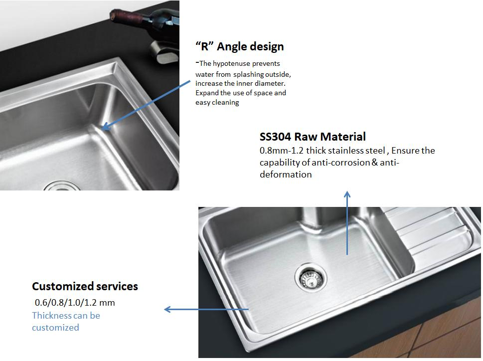 Wso15050-a OEM/ODM Fauctory Customized Stainless Steel Kitchen Sink One Piece Forming Wholesale