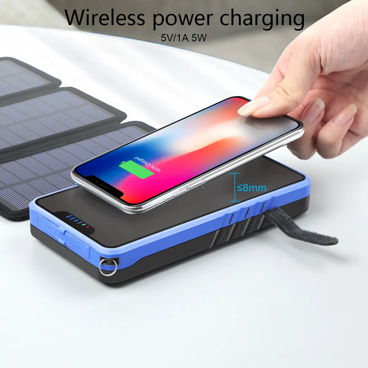 Outdoor Camping Travel Waterproof Shockproof Flashlight Foldable High Capacity Wireless Charger Solar Panel Powerbank 20000mAh