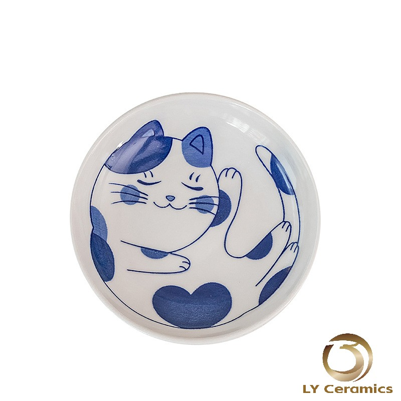 4.25"Saucer Soup Plate Pad Printing Cute Cat Porcelware Hotelware Ceramic Tableware