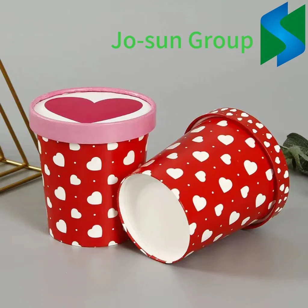 Disposable Thickened Kraft Paper Soup Bucket Sealed Waterproof and Oil-Proof Printing Red Love Heart