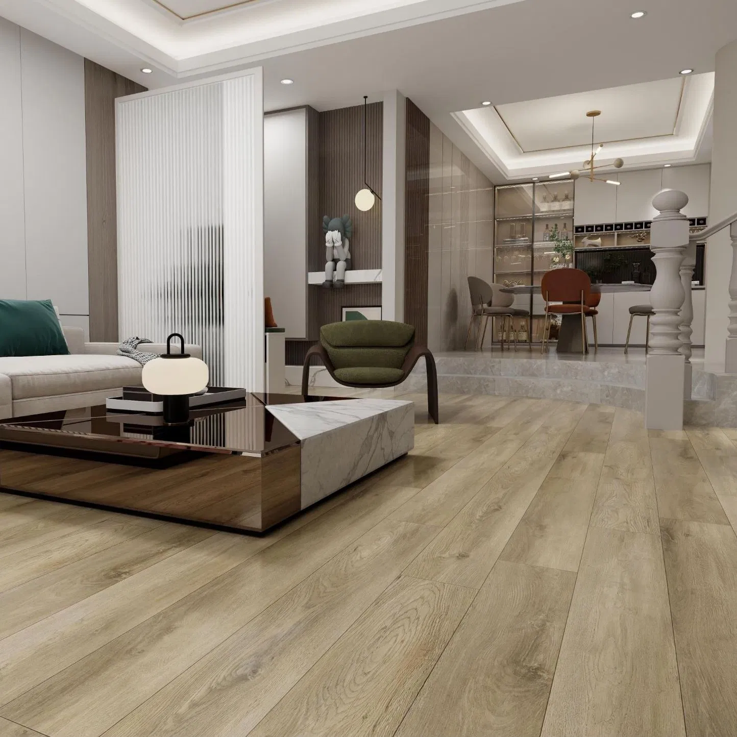 Beige Back 8mm HDF Easy Click Laminate Flooring Piso Laminado
