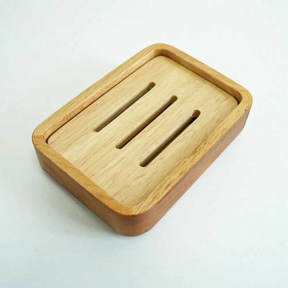 Деревянная мыльница с дренажом, натуральная