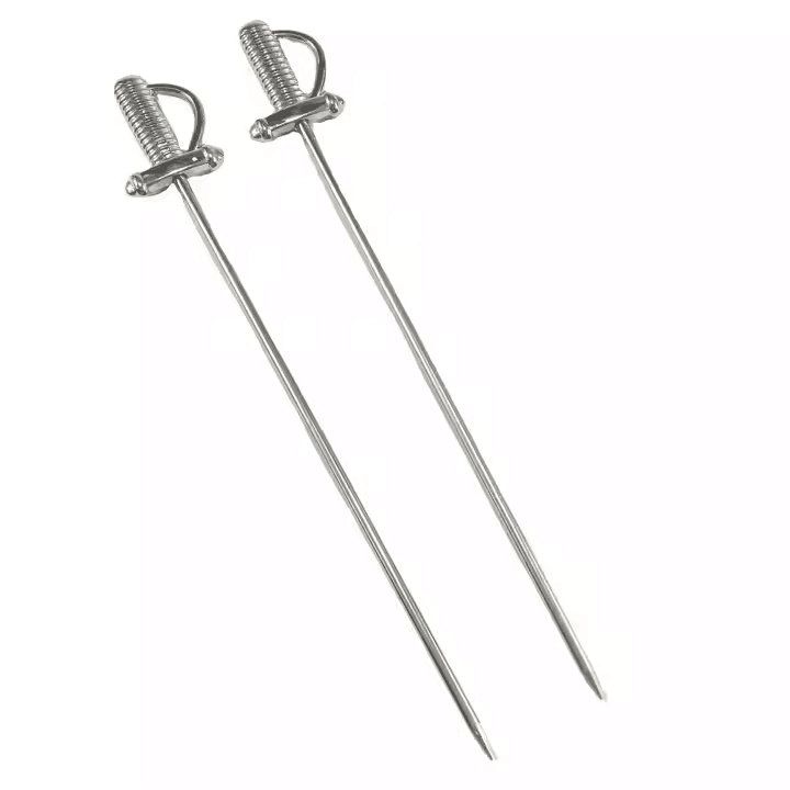 3D Moulded Logo Stainless Steel Cocktail Pick Metal Silver Golden Copper Fruit Pick Reusable Drink Martini Food Picks for Corralejo