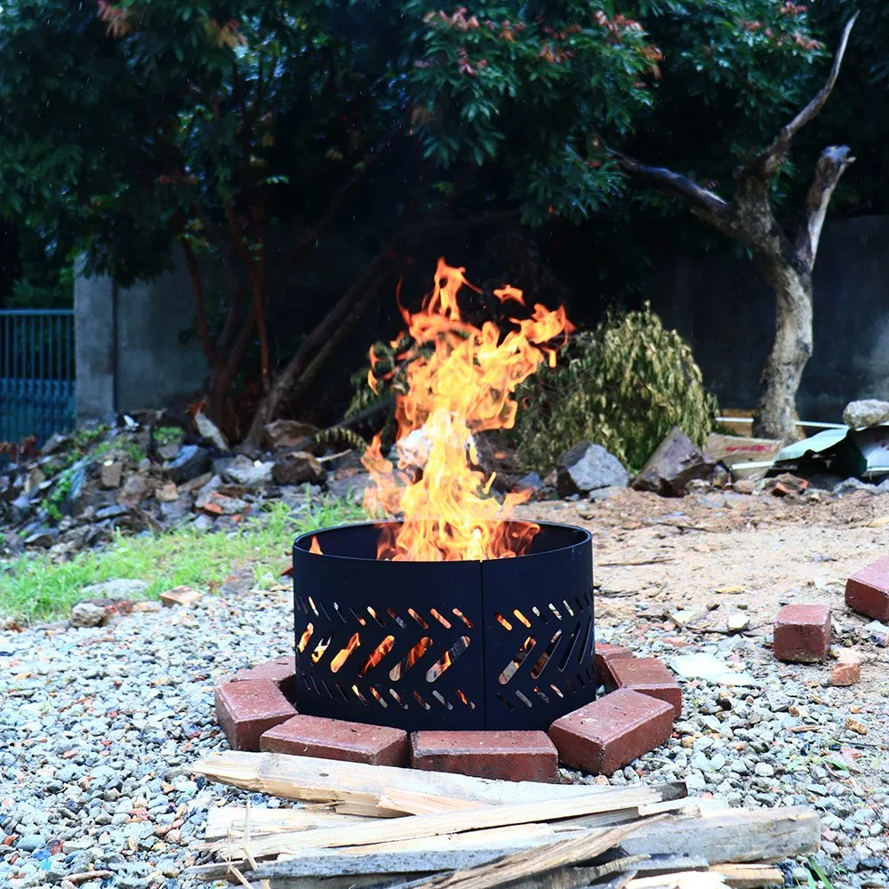 Large Round 20 Inch Bonfire Fire Pit Outdoor Heavy Duty Metal Wood Burning Firepit Ring