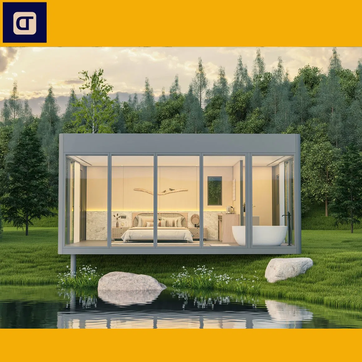 10.6m² Easy-Assemble Flat-Pack Garden Room Prefab Glamping House