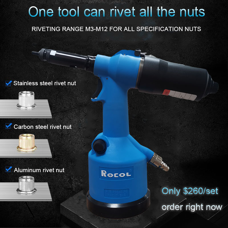 Powerful Pneumatic Hydraulic Rivet Nut Gun Tool with Rod Suction
