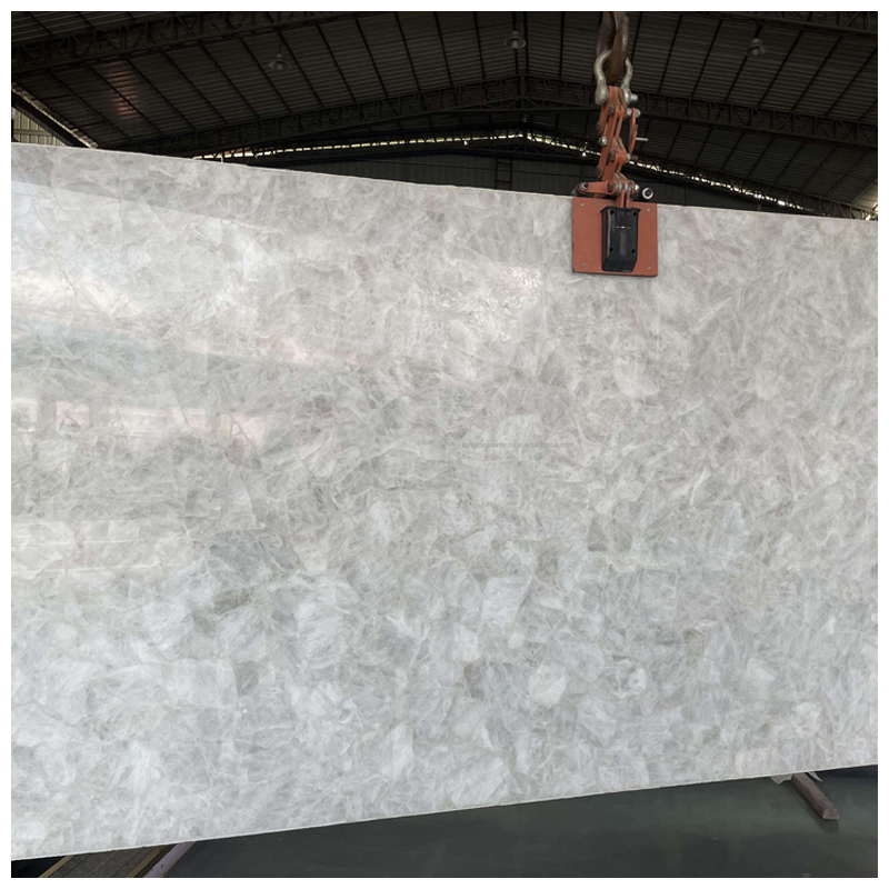 Translucent Pure White Crystal Slabs for Countertops and Tiles