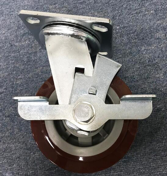 Wbd Caster Manufacturer Colson 4 5 6 8inch Polyurethane PU Wheel Rotating Caster Wheels with Side Brake