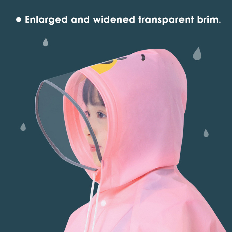 Foska New Product Transparent Colored Cartoon EVA Waterproof Kids Raincoat