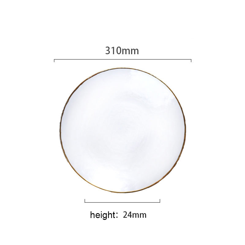 Wholesale Luxury Gold Rim Decorative Glass Plates Set for Weddings