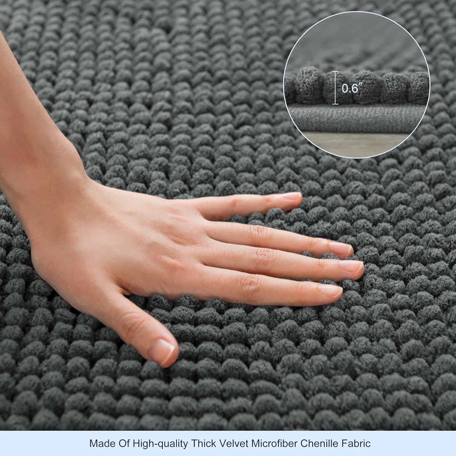 Short Plush Bath Mat Water Absorbent Non Slip Bath Mat Quick Dry