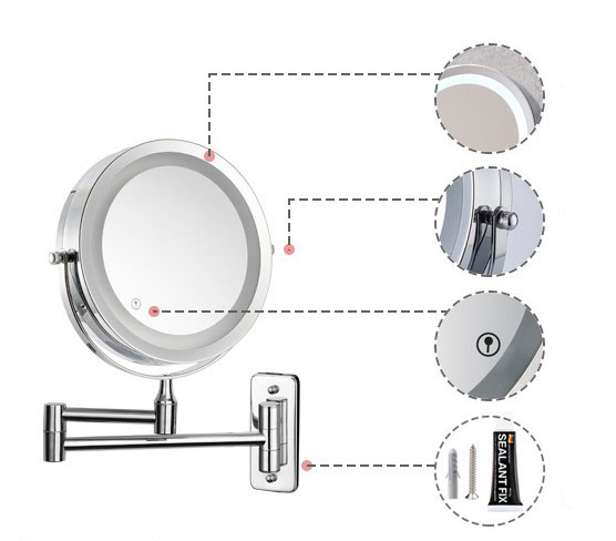 Modern Furniture Beauty Equipment LED Glass Bedroom Vanity Mirror with Lights