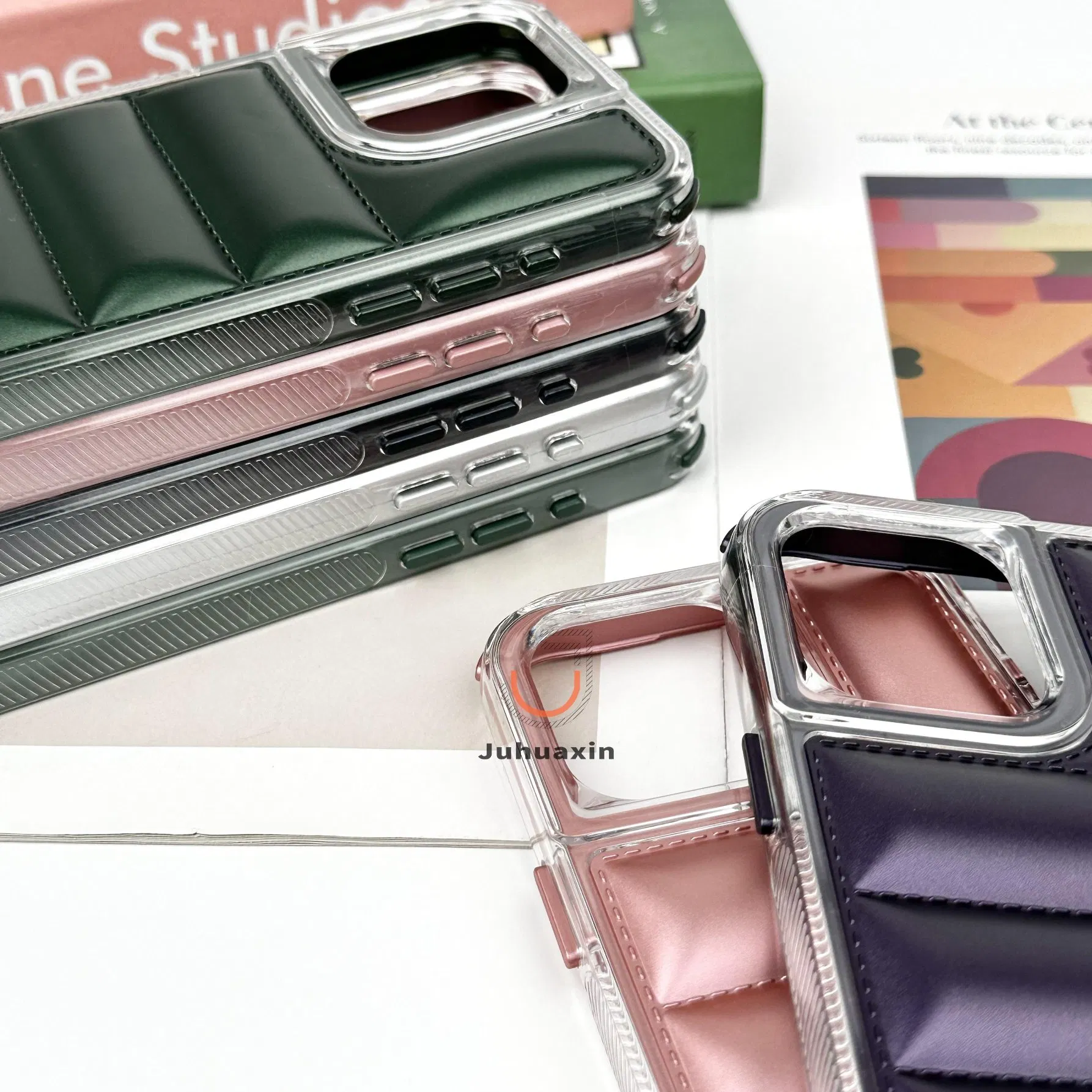 Mobile-Phone-Accessories Transparent Frame TPU Waterproof Protect Cover Fashion Down Jacket Mobile Phone Case iPhone Case for iPhone 11 12 15