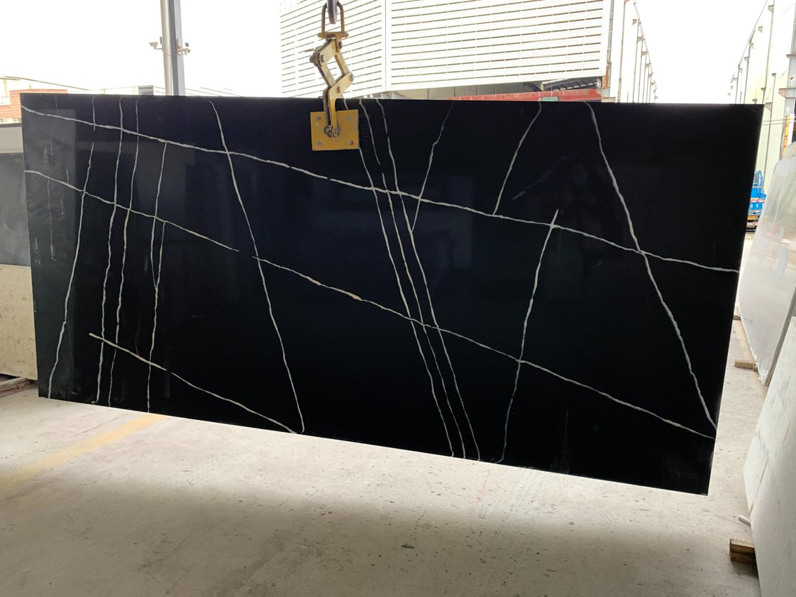 High Class Black Marble Granite Artificial Quartz Stone Slab Factory