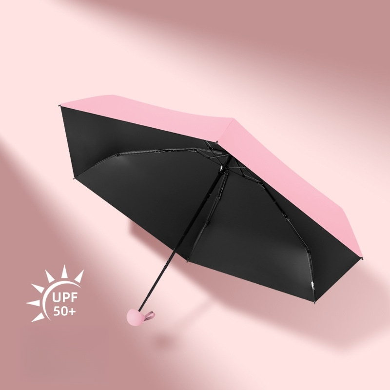 6rib 5 Folding Custom Rain and Sun Capsule Sunshade Gift Advertising UV Lady White Umbrella with Logo Printing with Case