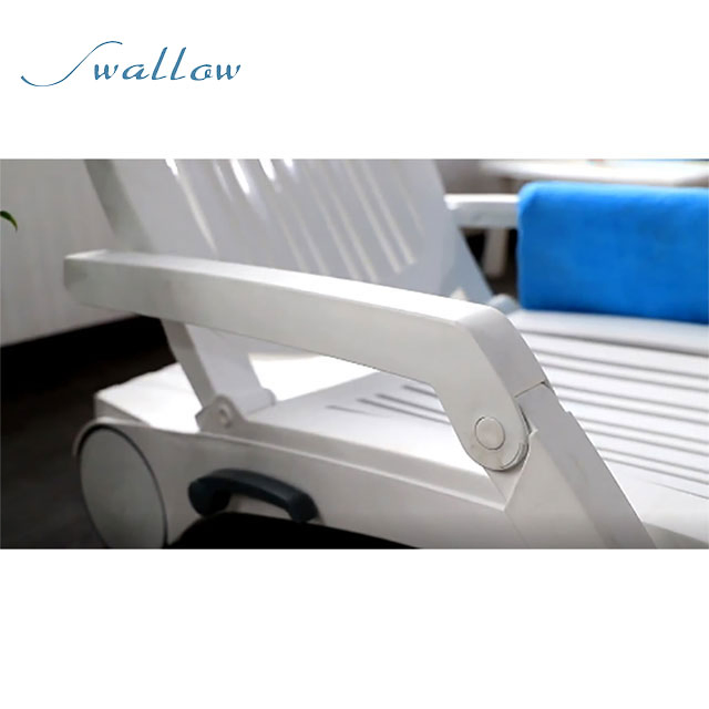 Sunlounger with Footrest Plastic White Outdoor Patio Recliner Chair Swallow