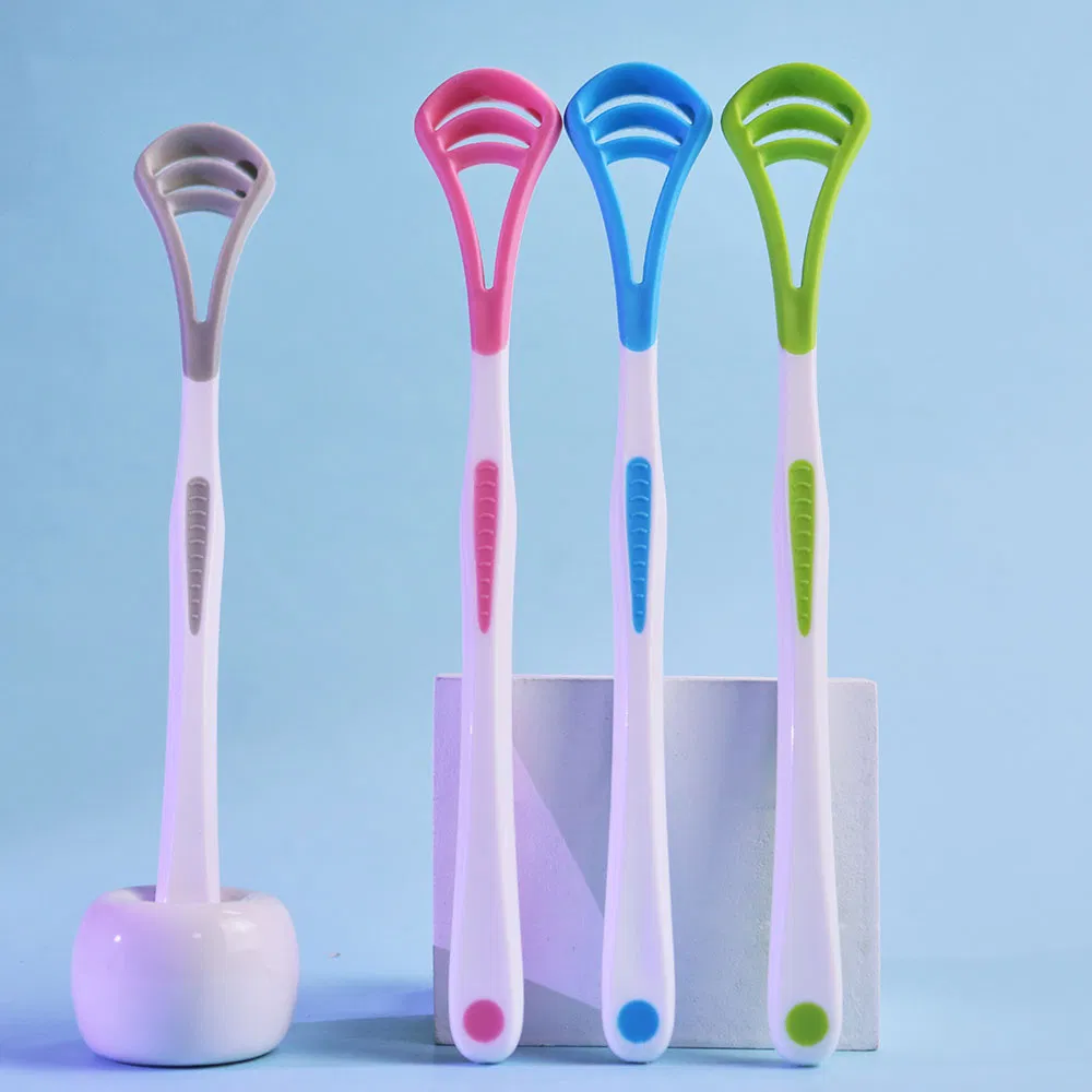Silicone Plastic Tongue Cleaner Brush Customized Tongue Scraper