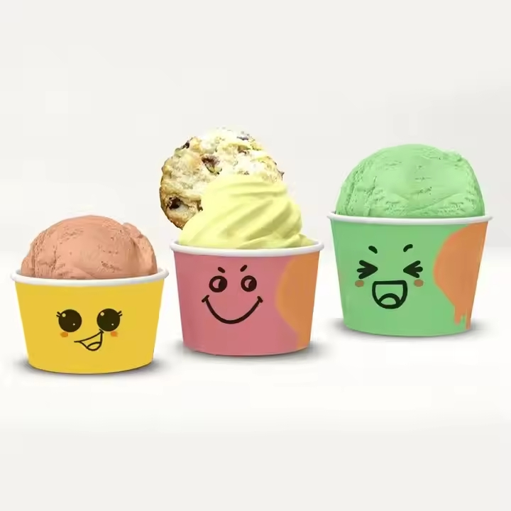 Wholesale Takeout Food Pack Container Custom White Kraft Soup Bowl Ice Cream Cup