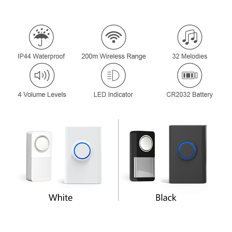 Home Battery Powered Long Distance Waterproof Wireless Doorbell