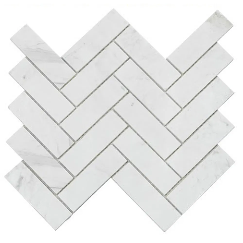 Natural Elegant Style White Color Calacatta Marble Mosaic Tile