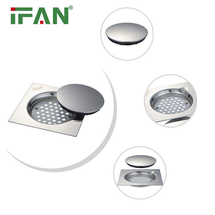Ifan Durable Brass Floor Drain Waste Grates Tile Insert 15*15mm Floor Drain Trap Floor Drain for Bathroom