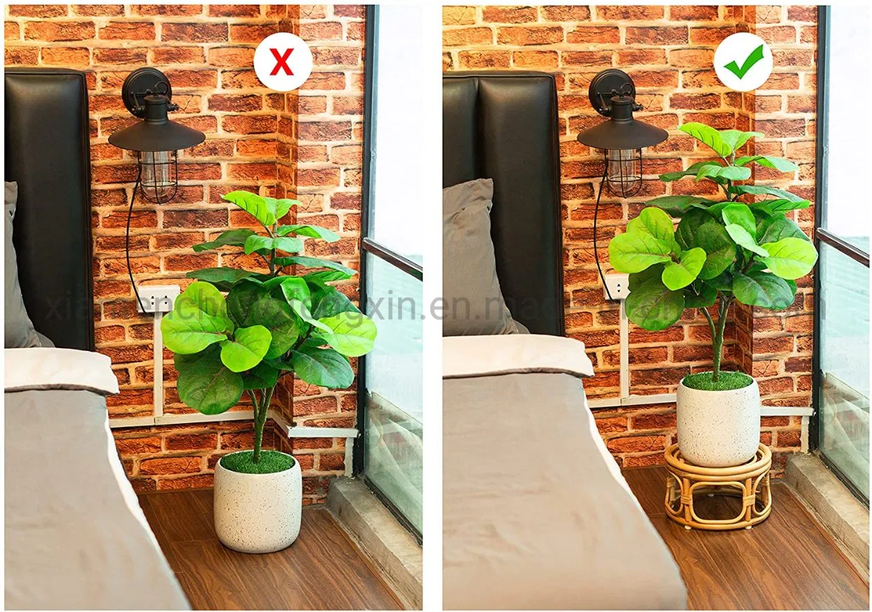 Rattan Woven Plant Stand Fits Indoor Plants, MID Century Modern Plant Stand, Boho Plant Stand Holder Suitable for 8-12inch Pot (2 Pack)