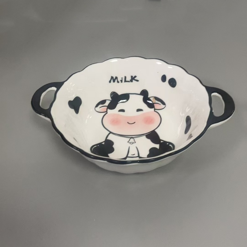10"Food Soup Bowl with Hands Cartoon Pad Printing Stoneware Porcelainware Tableware