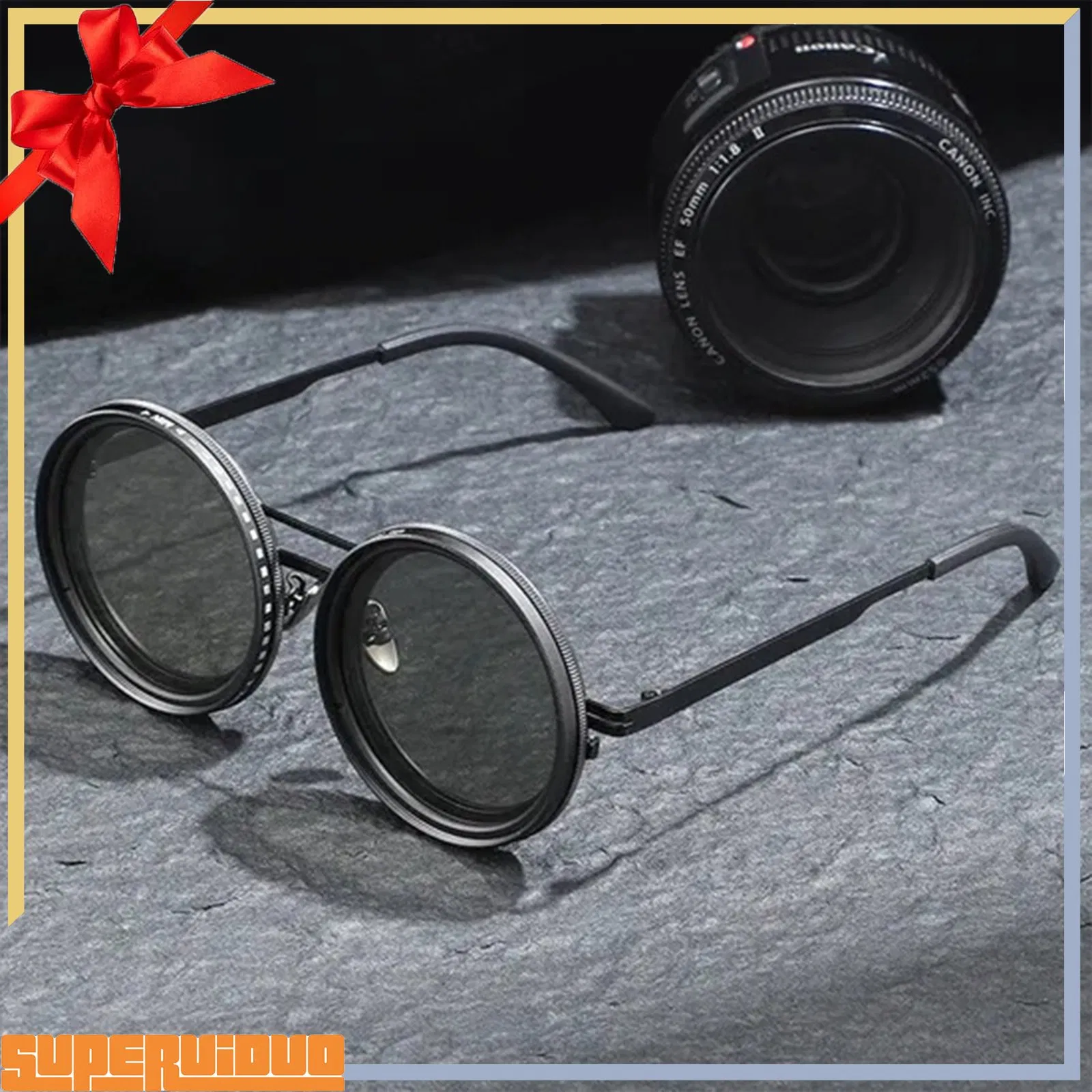 Manual 9 Gears Dimming ND Filter Lens Round UV400 Photography Polarized Sunglasses