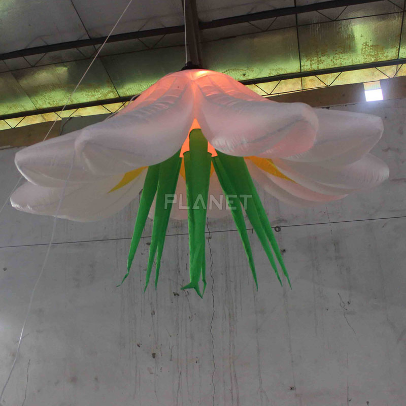 Colorful LED Light Hanging Giant Inflatable Flower for Decoration