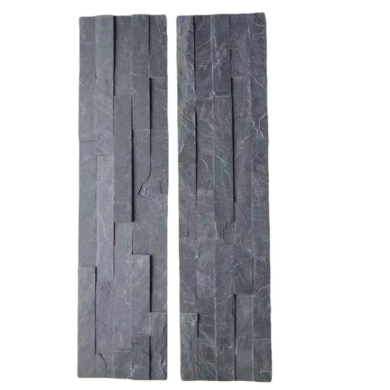 Natural Black Slate Split Ledgestone Wall Stacked Cladding Panel