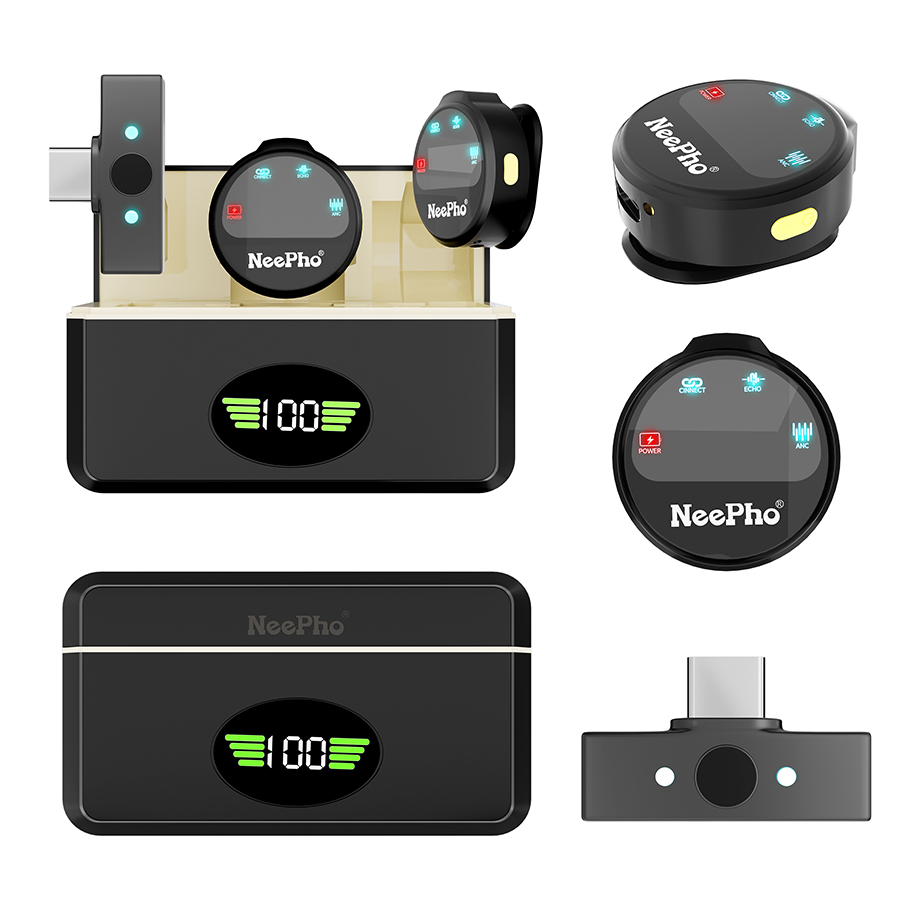 New Wireless Lavalier Microphone with Noise Canceling Bluetooth Mini Mic for iPhone Android Vlogging Youtube